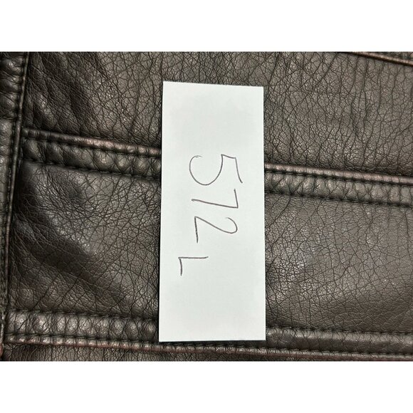 Black Rivet Sleeveless Moto Vest Large Faux Leather Zipper Brown - Picture 11 of 12